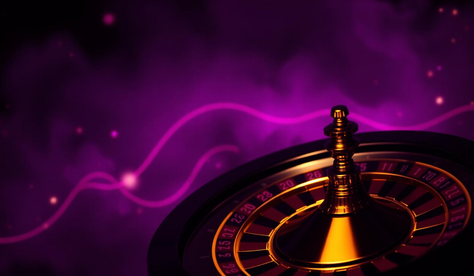 Ruleta dorada sobre fondo púrpura representando los casinos cripto sin DNI analizados en 2026